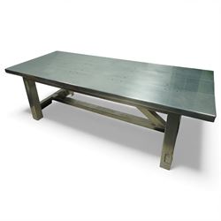 Timothy Oulton - Boston Aero aluminium dining table, rectangular riveted aluminium clad to...