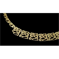  9ct gold open work link necklace hallmarked, approx 24gm  