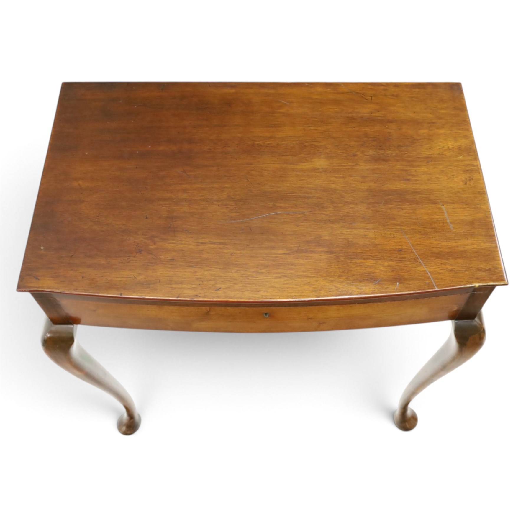 Canteen of plated Elkington Monarchy cutlery in mahogany table stand on cabriole legs W67cm