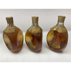 Four bottles of Haig's Dimple Old Blended Scotch whisky, all 26 2/3 Fl.OZs, 70 proof, one in original box and a bottle of East India 1961, Madeira, unknown contents and proof