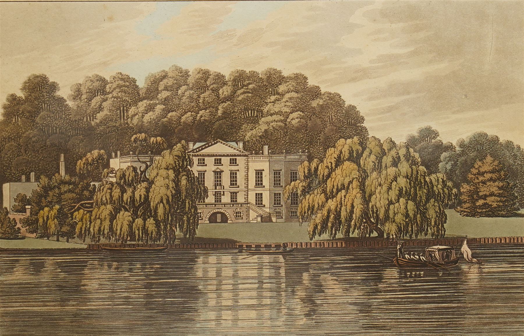 Joseph Constantine Stadler (British 1755-1828) after Joseph Farington RA (British 1747-1821): 'Blenheim', 'Petworth', 'Pope's House', and 'View from Nuneham', set of four late 18th century aquatint engravings with hand-colouring pub. 1793, 22cm x 33cm (4)