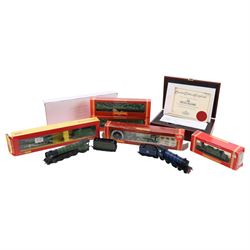 Three boxed 00 gauge Hornby locomotives, two unboxed 00 gauge locomotives, including Bachm...