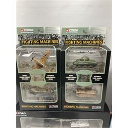 Corgi - twenty-six Showcase Collection 'Fighting Machines' for tank warfare including four-model pack, three two-model packs, WWII Legends, D-Day 60th Anniversary etc; all boxed (26)