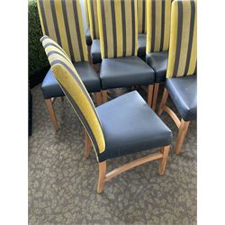 Nine high back dining chairs, charcoal seats- LOT SUBJECT TO VAT ON THE HAMMER PRICE - To be collected by appointment from The Ambassador Hotel, 36-38 Esplanade, Scarborough YO11 2AY. ALL GOODS MUST BE REMOVED BY WEDNESDAY 15TH JUNE.