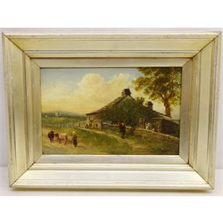  Figures in a Rural Landscape, 19th century oil on board signed J Holden 20cm x 32cm  