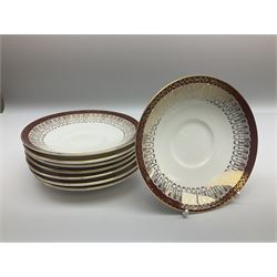 Royal Grafton Majestic pattern tea and dinner wares, to include salt and pepper shakers, gravy boat and plate, coffee pot, seven cups and saucers, seven dinner plates,  seven side plates etc (65)
