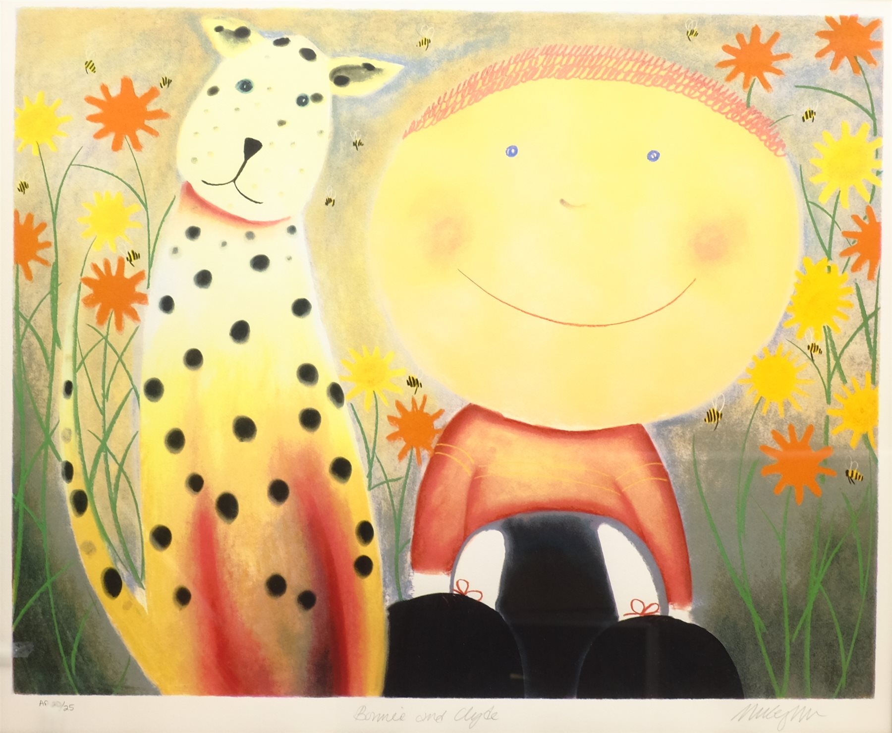 Mackenzie Thorpe (British 1956-): 'Bonnie and Clyde', limited edition artist's proof screnprint signed titled and numbered 20/25 in pencil 65cm x 79cm