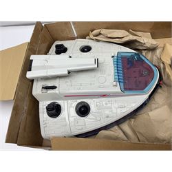 Two 1980s Bluebird Manta Force spaceship playsets - Red Venom and Entire Space Battle Force in one Gigantic Ship; both boxed with instructions.; and quantity of spare figures