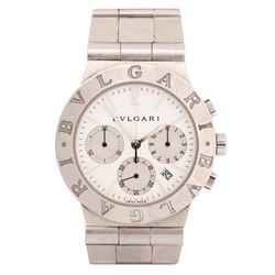 Bulgari Diagono gentleman's stainless steel quartz chronograph wristwatch, Ref. CH 35 S, w...