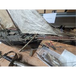 Late Victorian scratch built model of 18th century ship in full sail with the name Ann & Mary painted to the hull, upon a wooden stand, H128cm