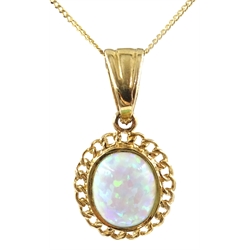  9ct gold opal pendant, hallmarked on 9ct gold chain, stamped 375  