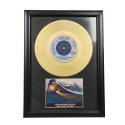 Seven framed record displays, including Meat Loaf 'Razor's Edge', Jim Steinman 'Bad For Good', Meat Loaf 'Bat Out of Hell' and 'I'd Do Anything For Love' gold coloured vinyls, David Bowie 'Life On Mars', Rod Stewart 'Sweet Surrender' and Rod Stewart 'Infatuation', largest H58cm