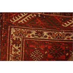  Persian Bokhara red ground rug, repeating Gul design, 172cm x 131cm  