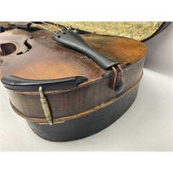 Cased violin with bow, label to interior Antonius Stradiuarius Cremonensis Faciebat Anno