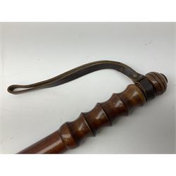 Three police turned hardwood truncheons comprising two patrol truncheons and WPC short truncheon (3)