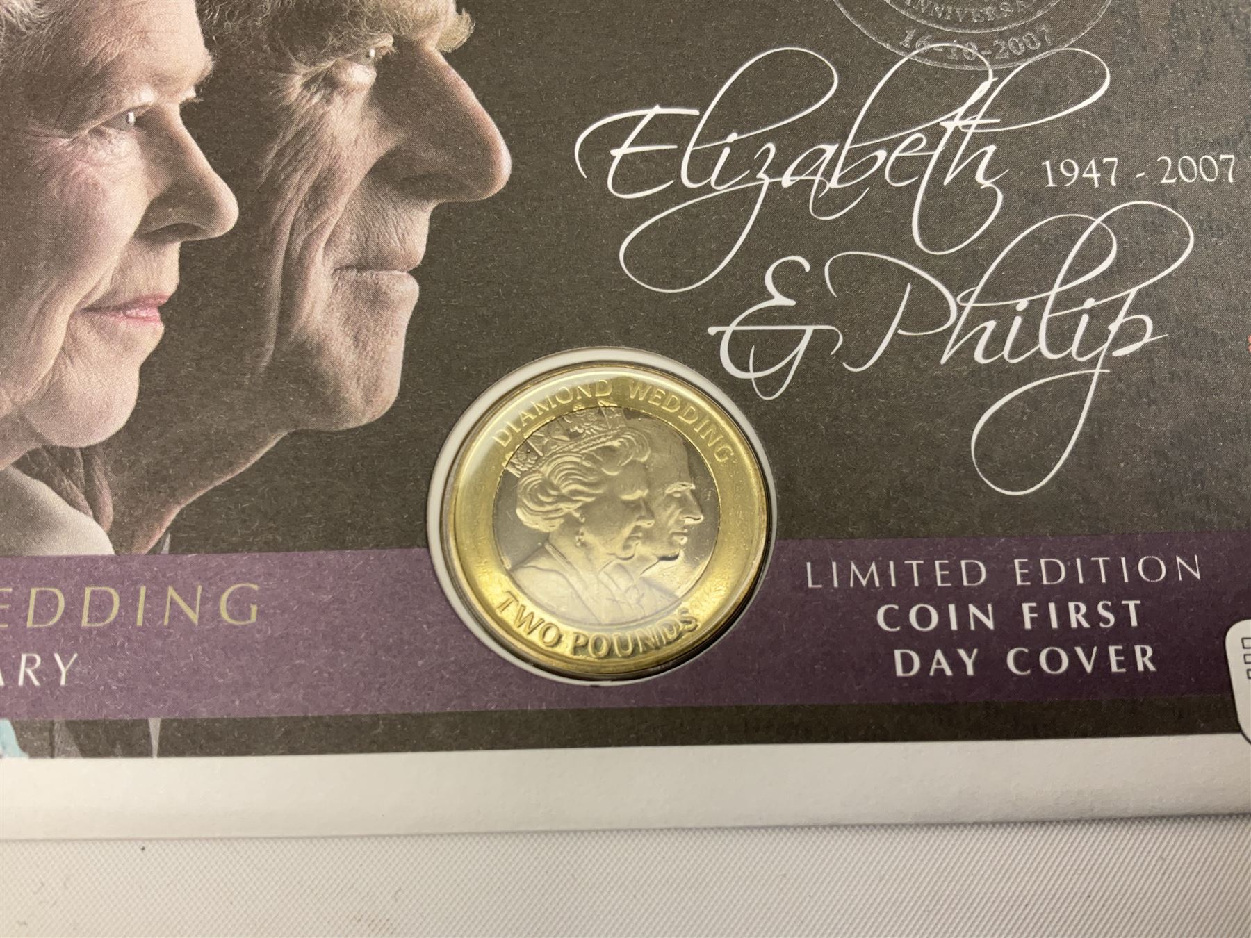 First day covers, PHQ cards and stamps, including small number of mint Queen Elizabeth II stamps, Elizabeth and Philip Diamond Wedding Anniversary 2007 Gibraltar two pound coin cover etc, in one box