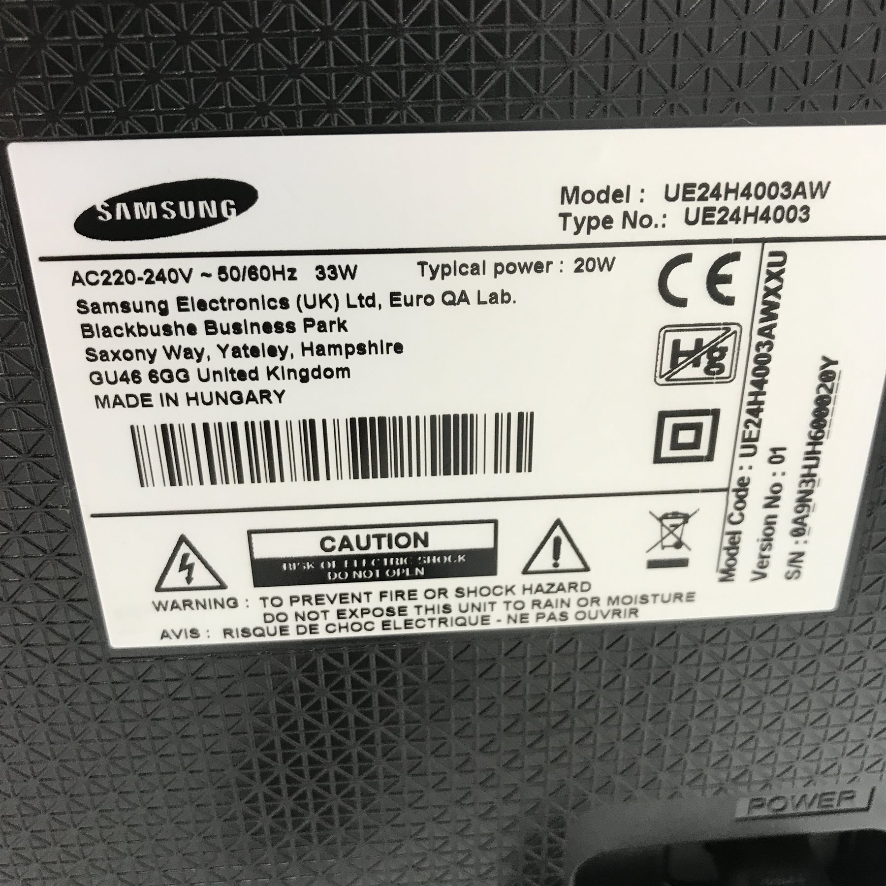Small Samsung UE24H4003AW (24