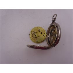 Victorian silver full hunter lever pocket watch, hallmarked John Hammon, London 1876, together with a Victorian silver Chronograph pocket watch, with personal engraving to inside case,  hallmarked Leopold Bessire, Birmingham 1887, and a 1930s silver match case, with engine turned decoration and engraved initials, hallmarked Walker & Hall, Chester 1933