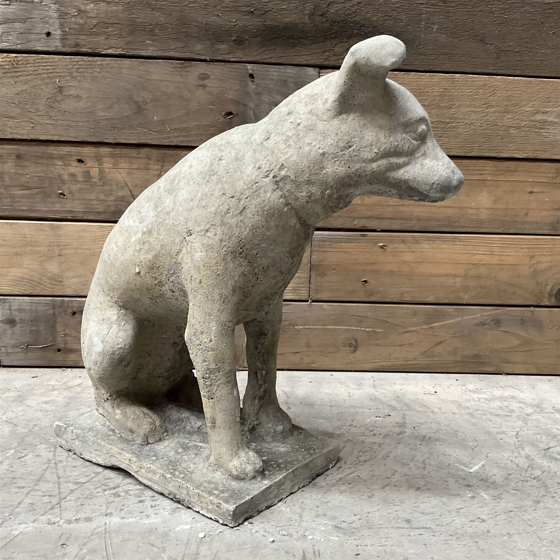Cast stone garden figure of a Jack Russell terrier