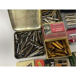 Large quantity of fountain and calligraphy pens, to include examples by Parker, Waterman, Platignum, Universal and Osmiroid, together with a selection of nibs