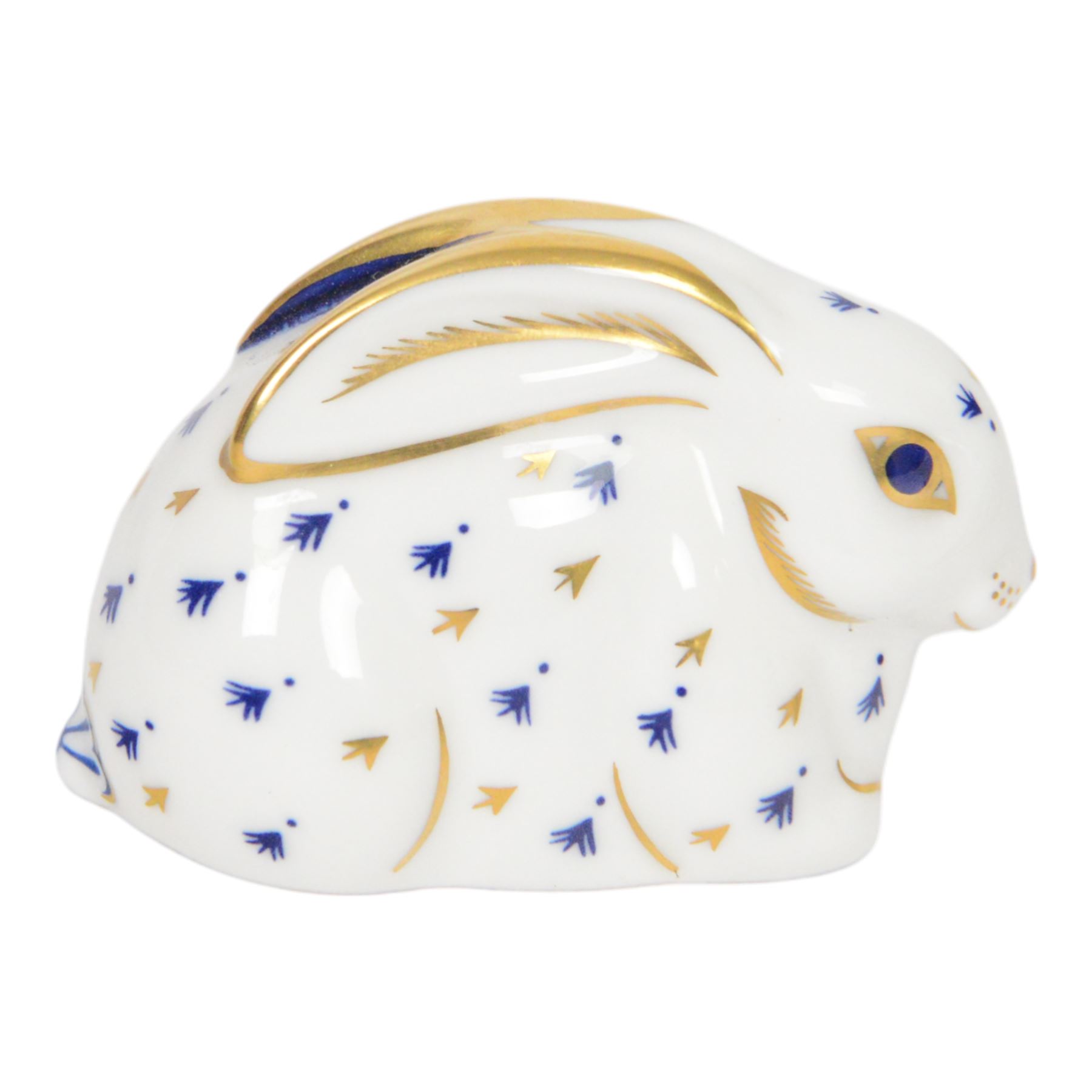 Three Royal Crown Derby rabbit paperweights, largest H7cm