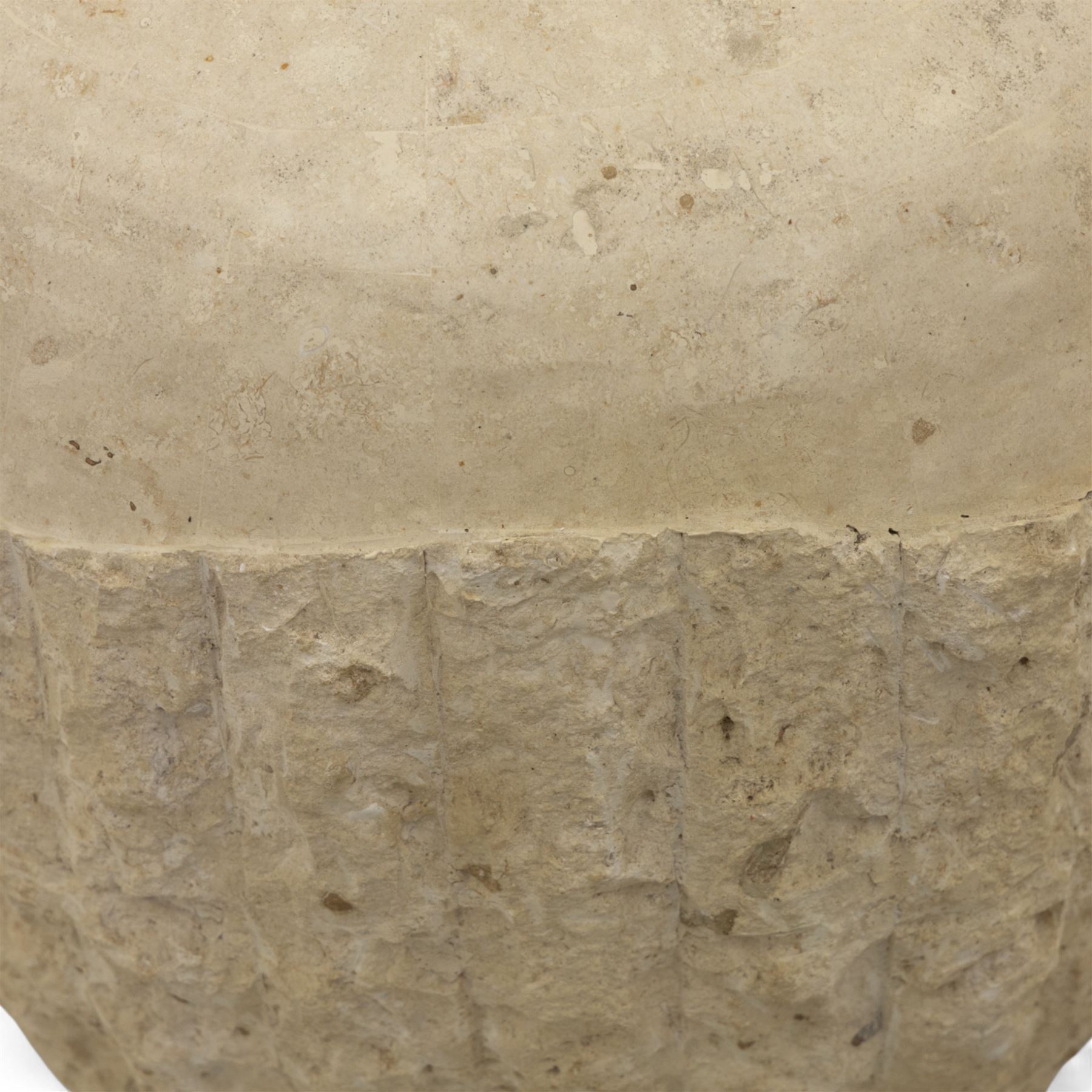 Two Mactan composite stone vases, of rounded tapering form with textured lower bodies and smooth necks

(Smaller vase H 64cm, W 45cm)