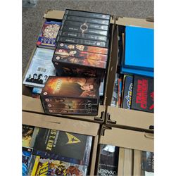 Collection of Sci-Fi related books, collectables and ephemera, including Star Wars, Buffy, Star Trek, Doctor Who and James Bond, together with other novels and non-fiction books, in six boxes