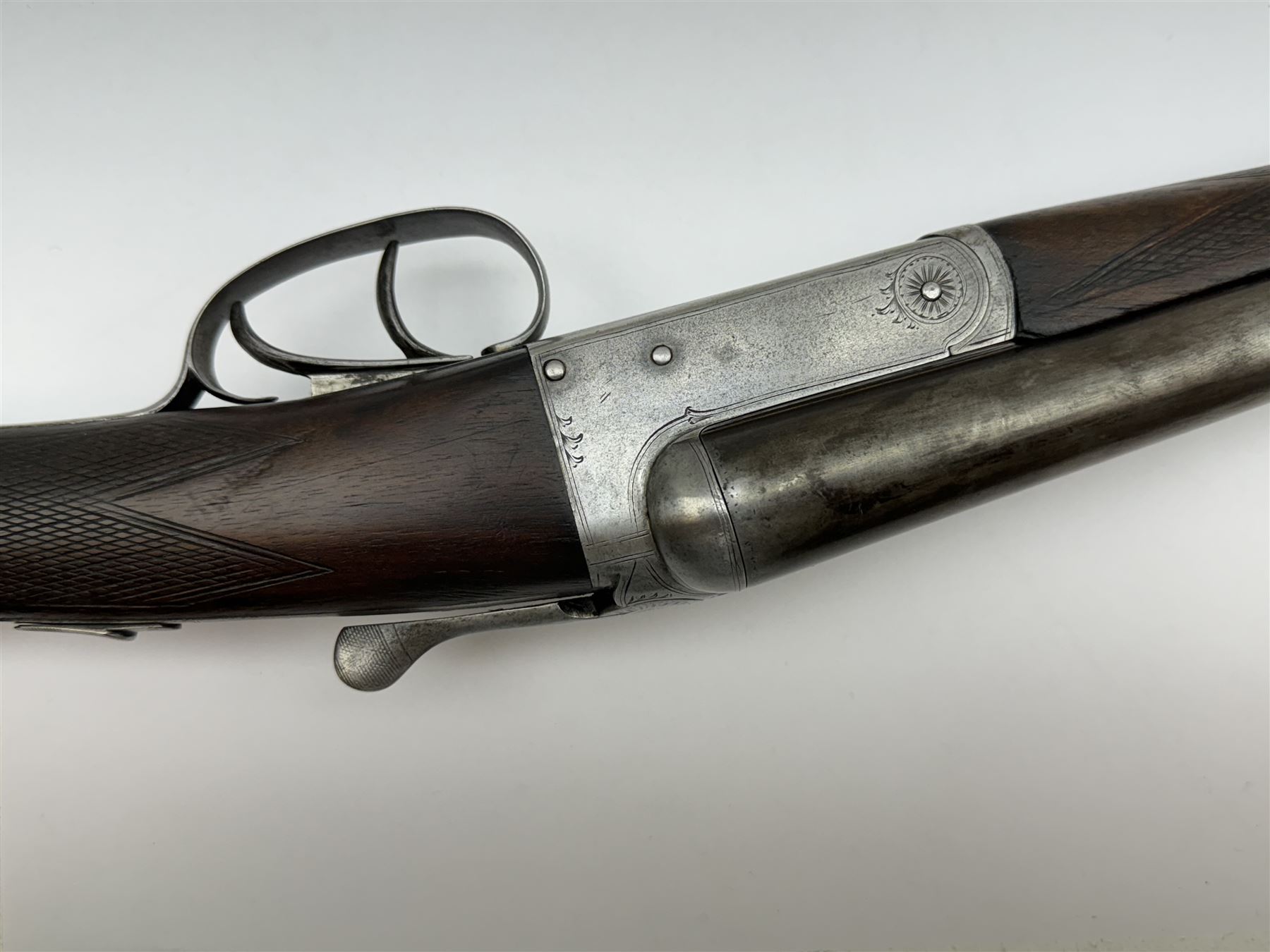 SHOTGUN CERTIFICATE REQUIRED - English 12-bore double trigger side by side double barrel shotgun serial no. 147696 
