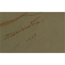 Sam Warburton (British 1874-1938): Portrait of a Seated Lady, red pastel signed and dated 1923, 70cm x 51cm