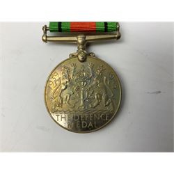 WW1 group of three medals comprising British War Medal and Victory Medal in issue box and Ceylon Volunteer Service Medal awarded to 10288 Pte. M. Smith R. Fus.; together with a later awarded WW2 Defence Medal in modern box with slip; and his QEII Imperial Service Medal in case and box with certificate dated 1959