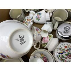 Stone pamchen, together with Hornsea cornrose coffee cans and saucers, Aynsley Pembroke vases, and trinket dishes, Royal Worcester egg coddler etc, in two boxes 