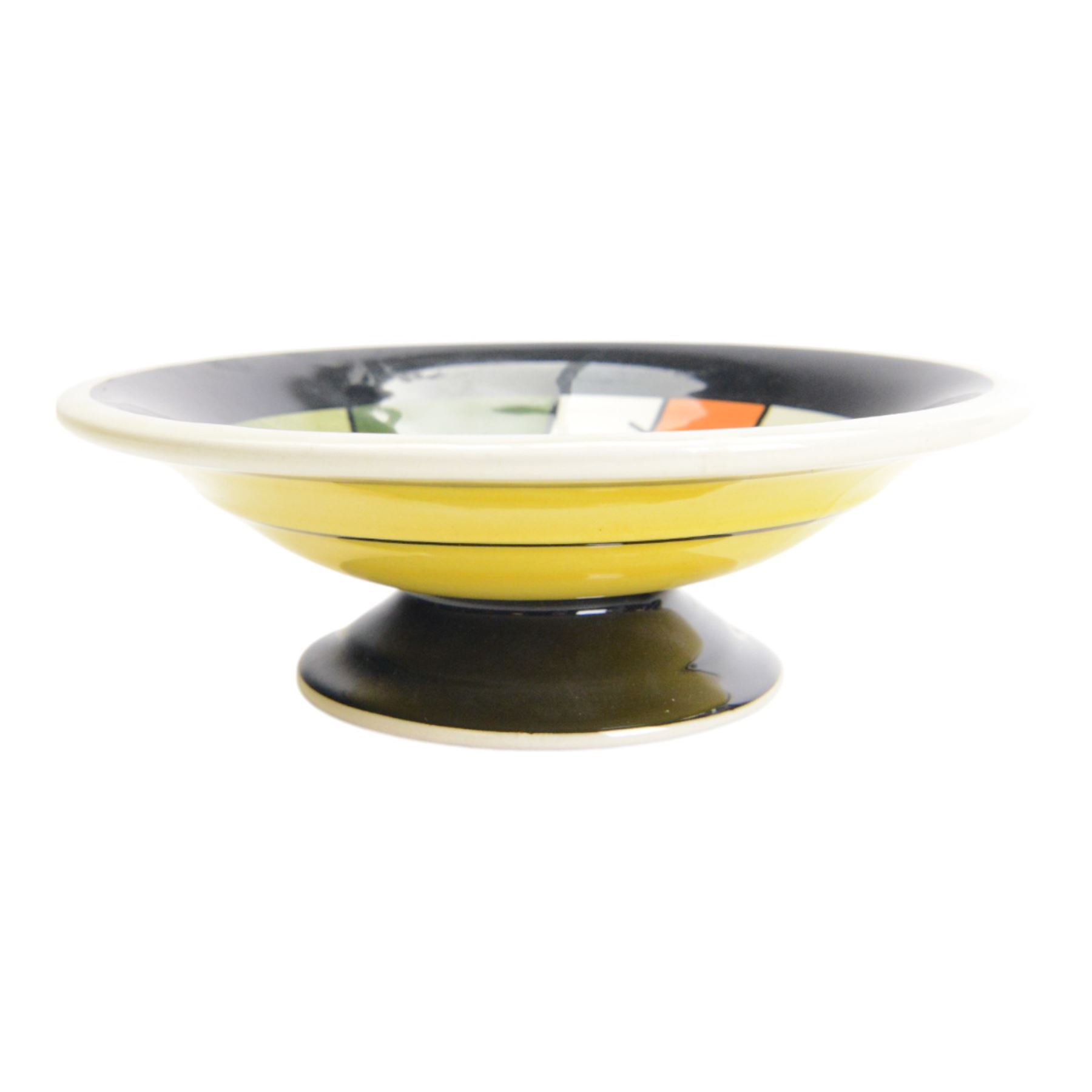 Lorna Bailey Old Ellgreave Pottery, Bridge and Stream pattern comport, H6cm D16cm