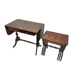 Repro mahogany sofa table and nest of tables