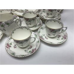 Shelley Bramble Rose pattern tea service, comprising milk jug, open sucrier, ten cups and twelve saucers, twelve dessert plates and two cake plates (38)
