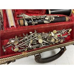 Three cased clarinets by G. Lavette Paris, Bundy and Boosey & Hawkes for spares or repair