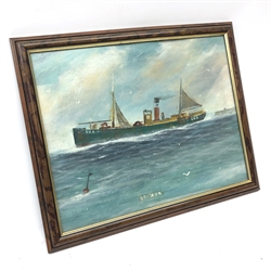  Tommy Robson (20th Century) Ship's Portrait of the Scarborough Fishing Boat 'St. Auk' SH 2, oil on board, signed with initials and dated 98, 27cm x 34cm. Tommy Robson, Scarborough Fisherman. Provenance Douglas Fishing Family Scarborough    