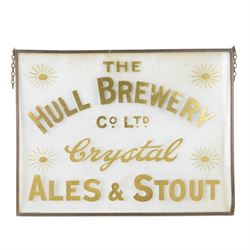 The Hull Brewery Co Ltd, glass advertising sign, with gilt writing, H46cm