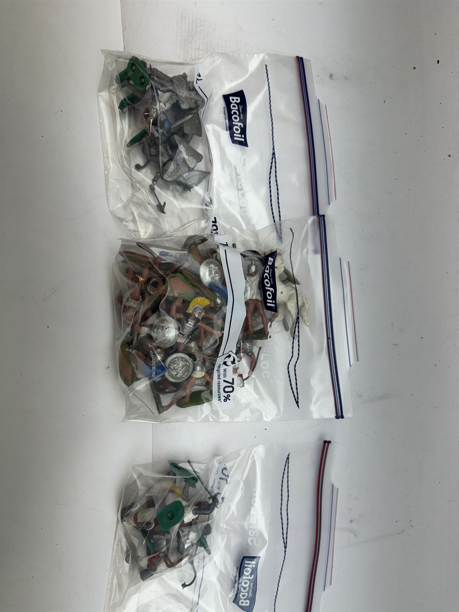 Two Britain's Ancient Siege Machines, comprising Balista and Catapult and a collection of plastic knights and soldiers, including Britains examples etc