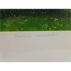 Karólína Lárusdóttir (Karolina Larusdottir) (Icelandic 1944-2019): 'The Magic Garden', coloured etching with aquatint signed titled and numbered 23/100, 57cm x 24.5cm with full margins (unframed)