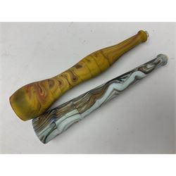 Bjorn Ramel Sea of Sweden Glasbruk art glass footed candle holder, together with a Murano fish, various other art glass vases, stylised green fish, etc, tallest H29cm