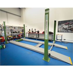 Bonar Series four post parking lift, model SA4T36, electrically operated with control box ...