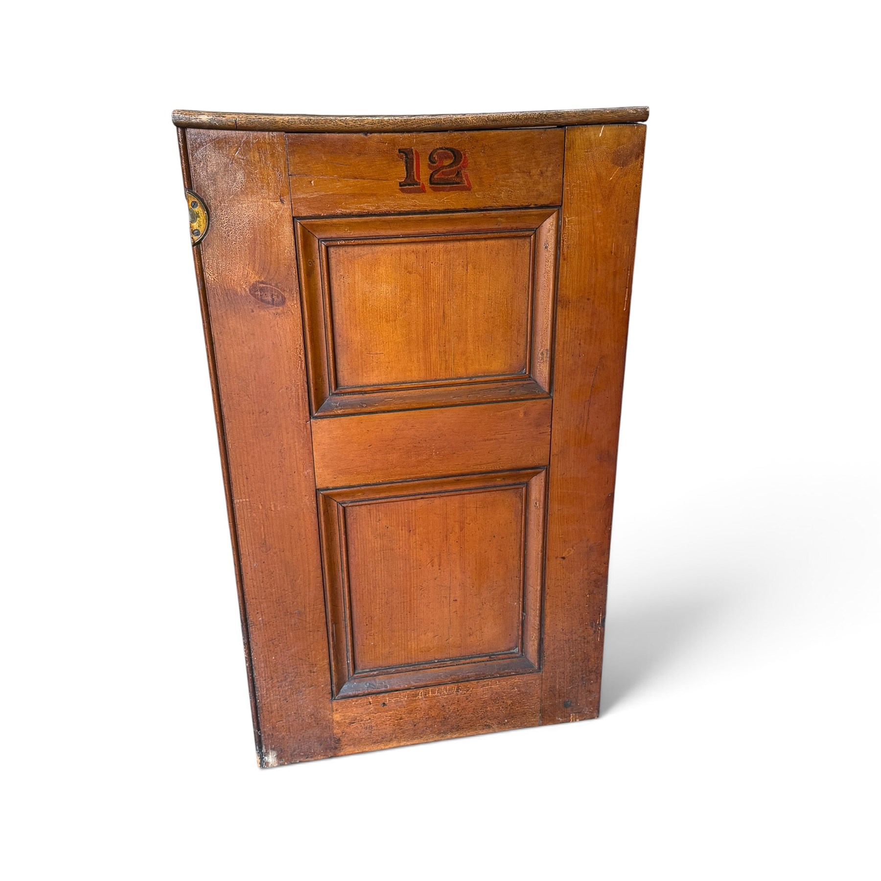 Collection of approximately twenty stained pine Victorian pew end doors or shutters, each formed of two panels with stencilled numbers to the top
Provenance: recently removed from Pocklington Methodist Church