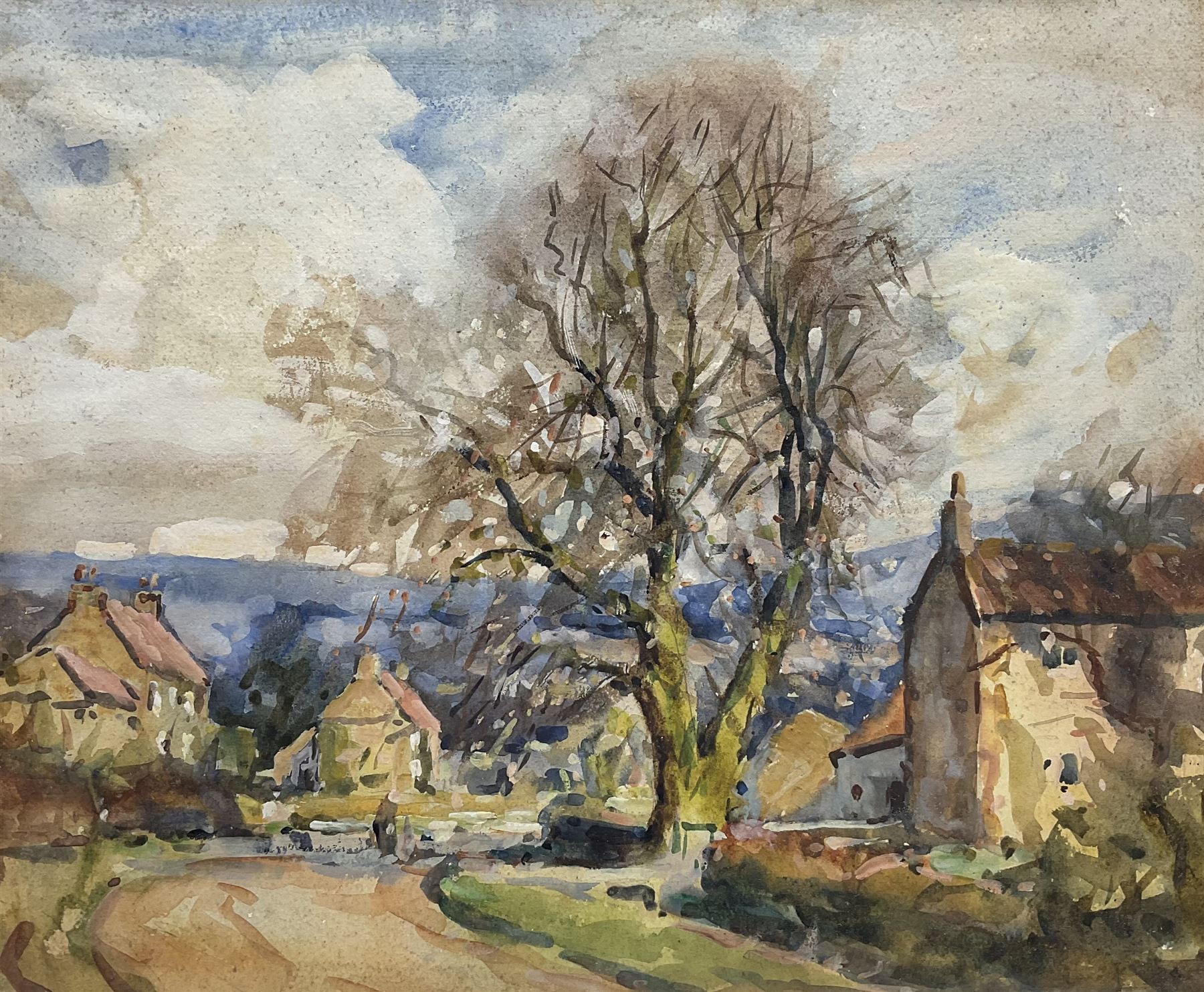John William Howey (Staithes Group 1873-1938): 'Thirlby Village - Yorkshire', watercolour, signed and titled verso 30cm x 36cm