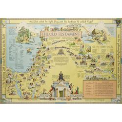 Estra Clark (British 1904-1993): 'The Old Testament', pictorial colour map of the Holy Lan...