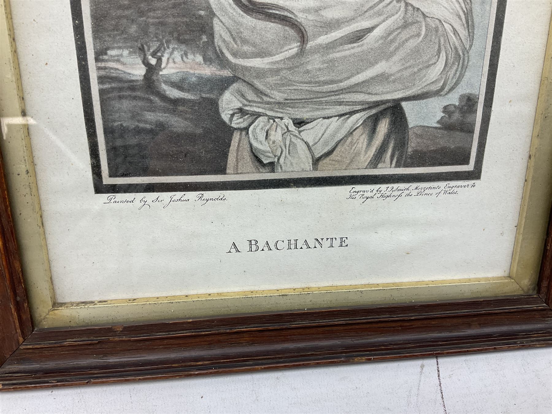 Victorian silhouette; after Josepha Reynolds 'A Bacchante', 19th century print; after John Hoppner pair 19th century colour prints, Frank Paton 'Not at Home', etching signed in pencil, together with etching, engraving and frame (9)