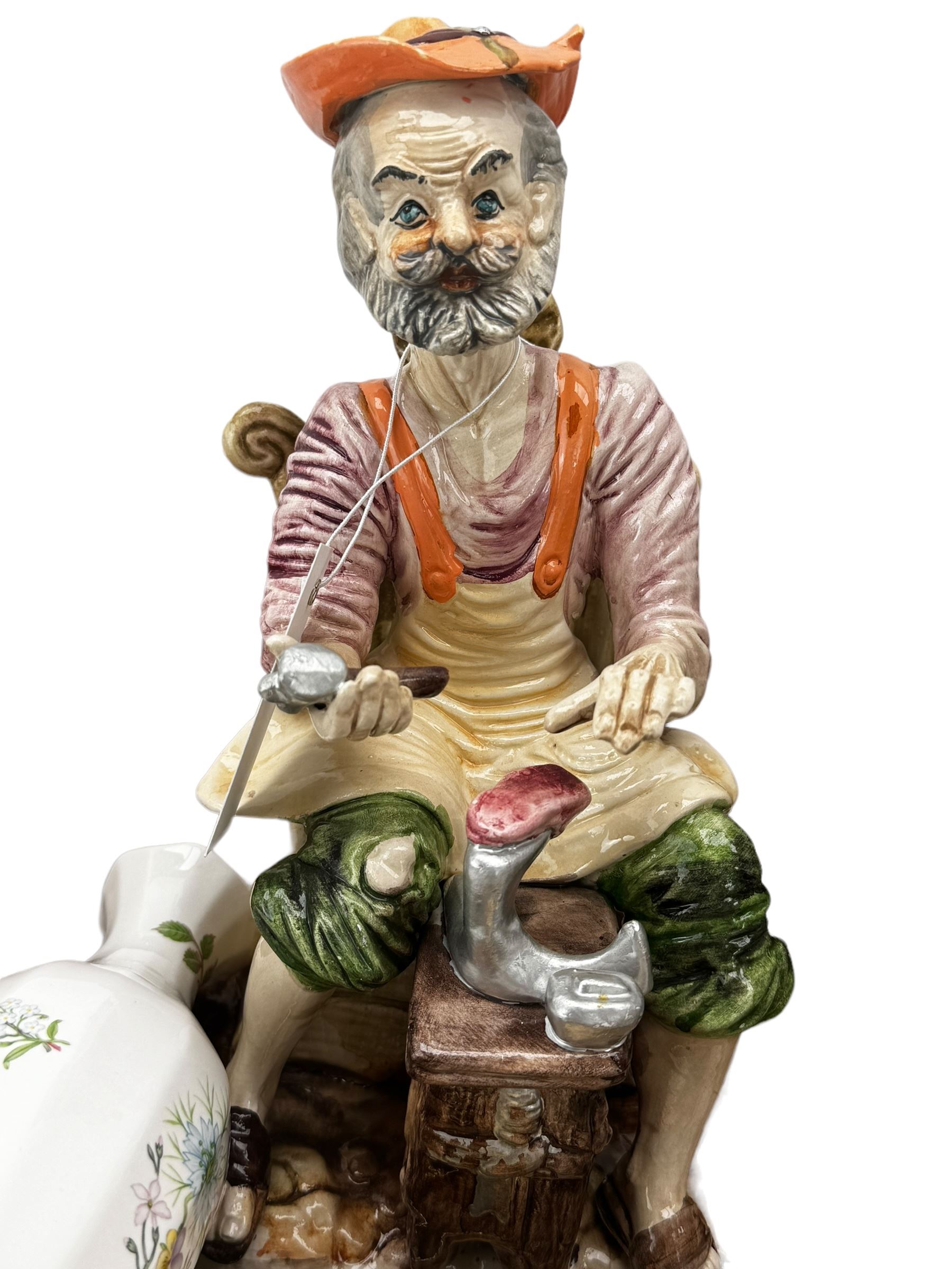 Five ‘The Juliana Collection’ figures, Capodimonte figure of a cobbler, four decorative cat plates, another decorative plates and Aynsley china