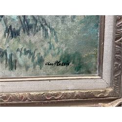 Enslin Hercules Du Plessis (South African 1894-1978): 'Fir Trees from Lynch Hill Lane', oil on canvas signed, titled on the frame 48cm x 59cm