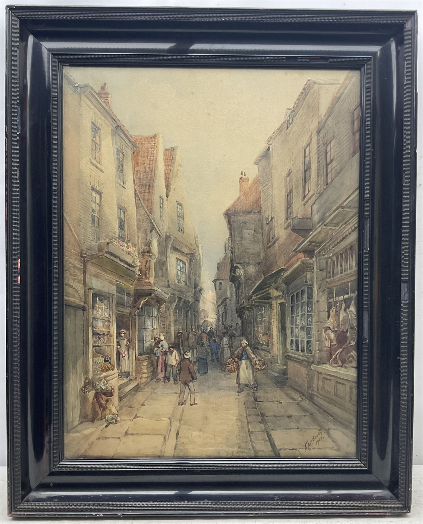Frederick William Booty (British 1840-1924): The Shambles York, watercolour signed and dated 1911, 73cm x 55cm