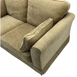 Three seat sofa (W200cm, H96cm, D100cm); and matching two-seat sofa (W120cm); upholstered in natural fabric