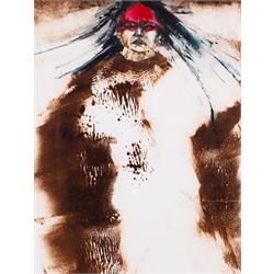 Roger Broer (American 1945-): Painted Faces - Tatanka Series, monotype signed and titled 32cm x 24cm